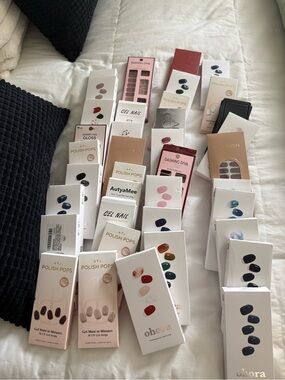 Assorted Gel Nail Polish Strips - Pink, Red, Navy, Ivory (Various Brands)